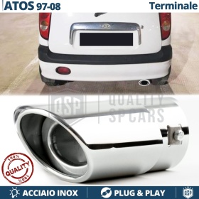 1 TERMINALE di Scarico OVALE per HYUNDAI ATOS in Acciaio Inox Cromato | Plug & Play