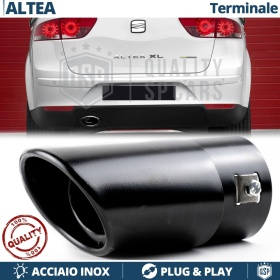 1 TERMINALE di Scarico OVALE per SEAT ALTEA, XL in Acciaio Inox Nero | Plug & Play