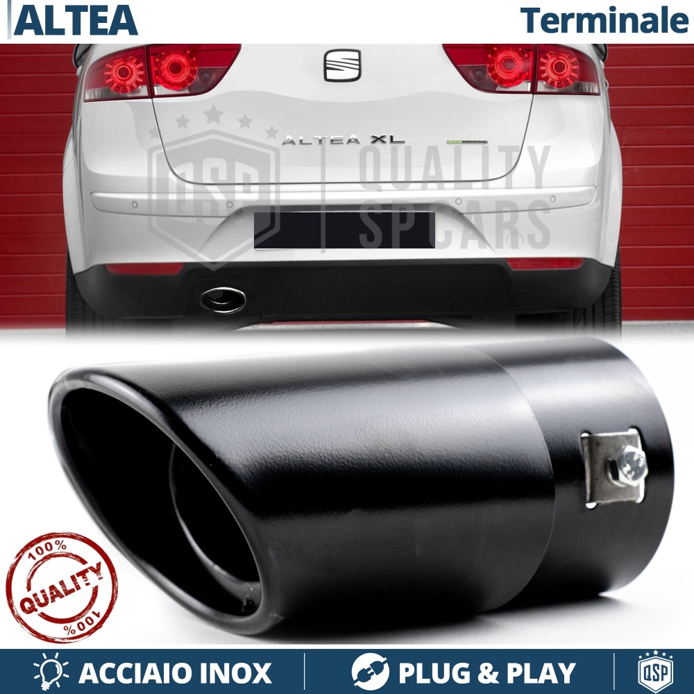 1 OVAL EXHAUST TIP for SEAT ALTEA, XL Black Stainless Steel | PLUG & PLAY Installation 1 OVAL EXHAUST TIP for SEAT ALTEA, XL Black Stainless Steel | PLUG & PLAY Installation