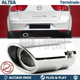 1 Tubo de ESCAPE OVAL para SEAT ALTEA, XL en Acero Inoxidable Cromado | PLUG & PLAY