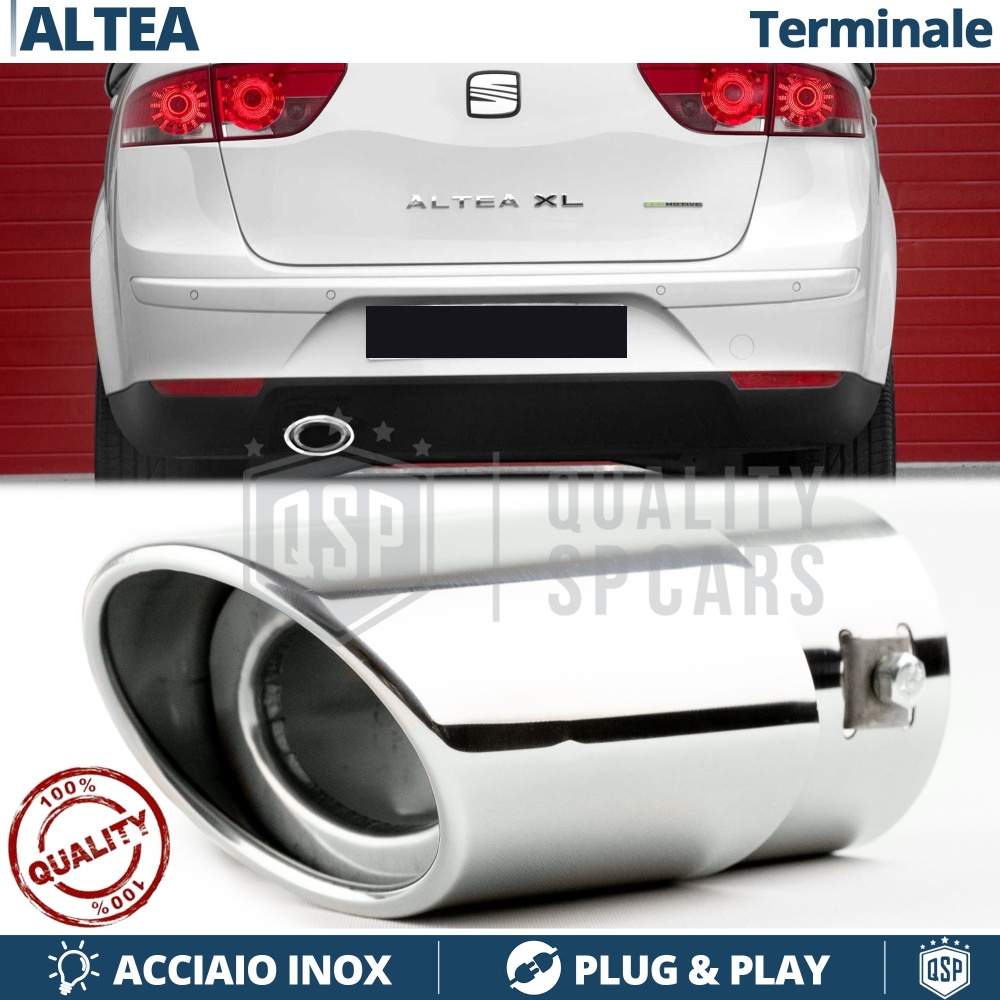 1 Tubo de ESCAPE OVAL para SEAT ALTEA, XL en Acero Inoxidable Cromado | PLUG & PLAY 1 Tubo de ESCAPE OVAL para SEAT ALTEA, XL en Acero Inoxidable Cromado | PLUG & PLAY