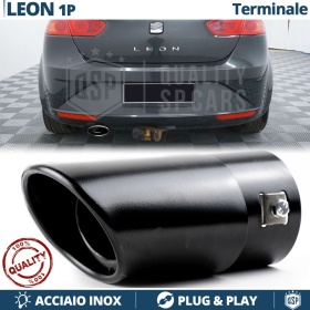 1 Tubo de ESCAPE OVAL para SEAT LEON 1P en Acero Inoxidable Negro | Instalación PLUG & PLAY