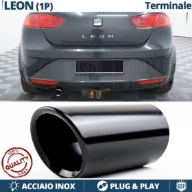 1 TERMINALE di Scarico Sportivo per SEAT LEON 1P in Acciaio Inox Nero | Ad Incastro Plug & Play