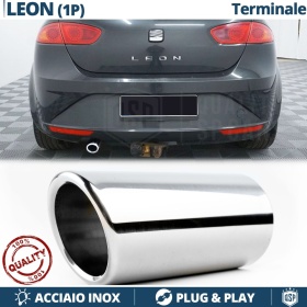 1 TERMINALE di Scarico Sportivo per SEAT LEON 1P in Acciaio Inox Cromato | Ad Incastro Plug & Play