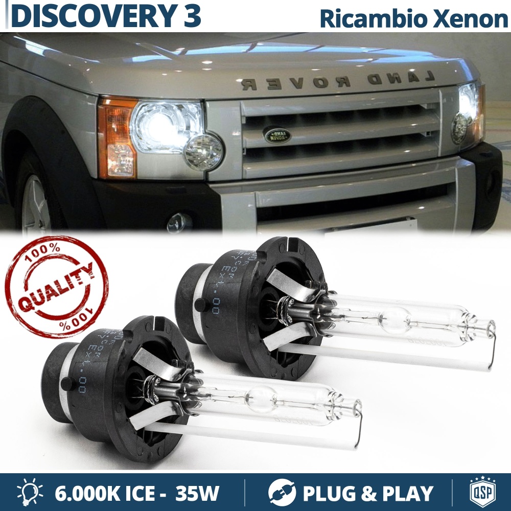 Coppia Lampadine di Ricambio Bi-Xenon D2S per LAND ROVER DISCOVERY 3  Luci Bianco Ghiaccio 6000K 35W