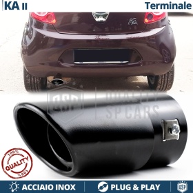 1 Tubo de ESCAPE OVAL para FORD KA 2 en ACERO Inoxidable Negro | Instalación PLUG & PLAY