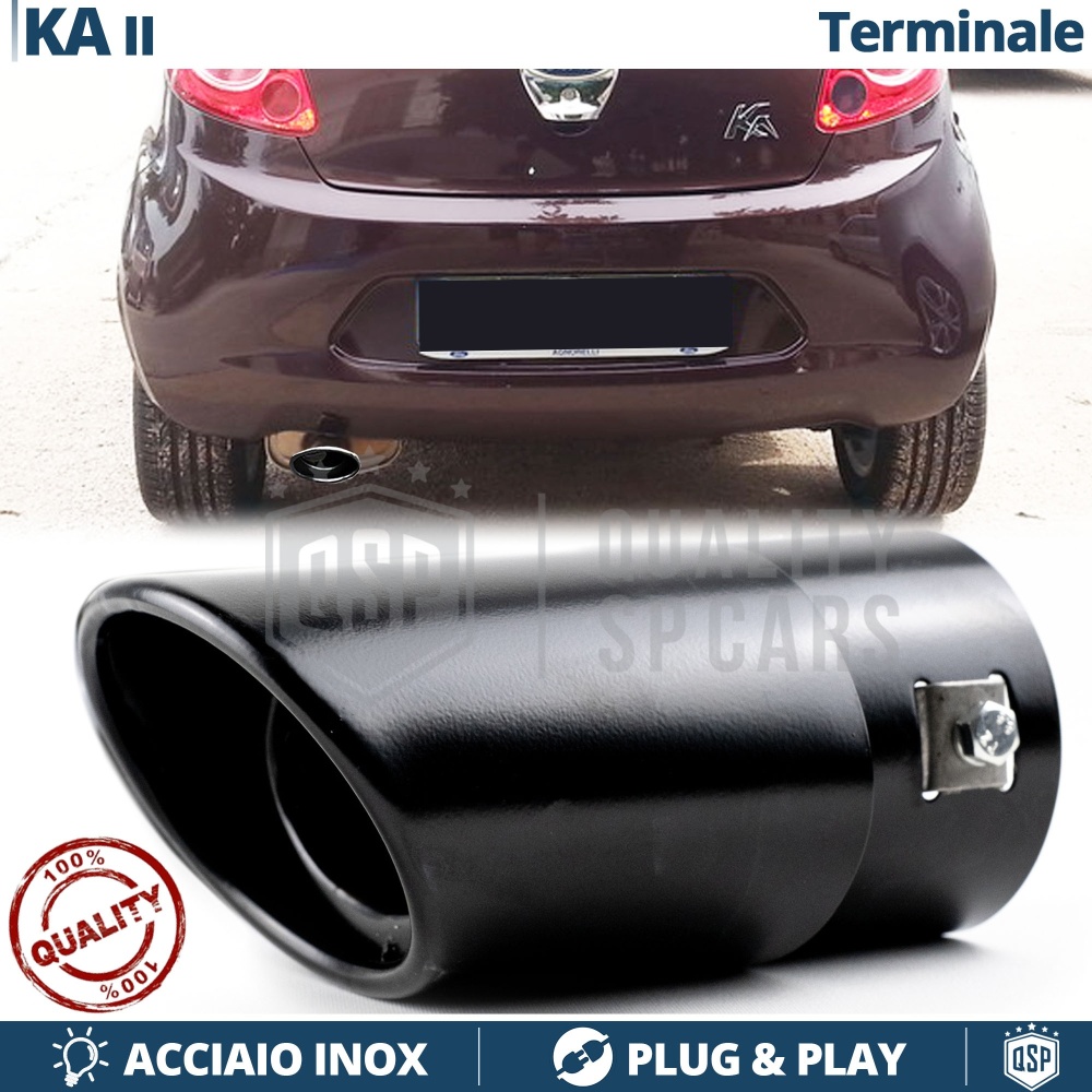 1 Tubo de ESCAPE OVAL para FORD KA 2 en ACERO Inoxidable Negro | Instalación PLUG & PLAY 1 Tubo de ESCAPE OVAL para FORD KA 2 en ACERO Inoxidable Negro | Instalación PLUG & PLAY
