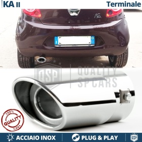 1 Tubo de ESCAPE OVAL para FORD KA 2 en Acero Inoxidable Cromado | PLUG & PLAY
