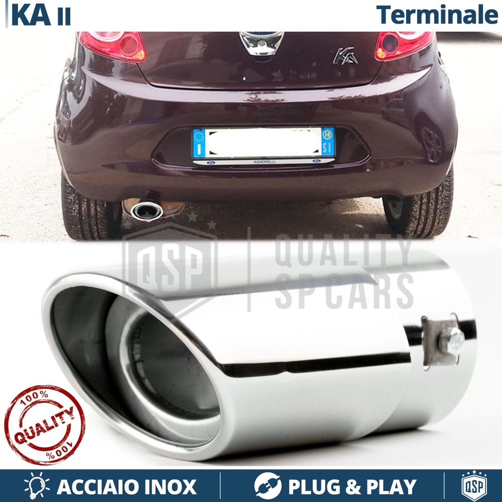 1 Tubo de ESCAPE OVAL para FORD KA 2 en Acero Inoxidable Cromado | PLUG & PLAY 1 Tubo de ESCAPE OVAL para FORD KA 2 en Acero Inoxidable Cromado | PLUG & PLAY