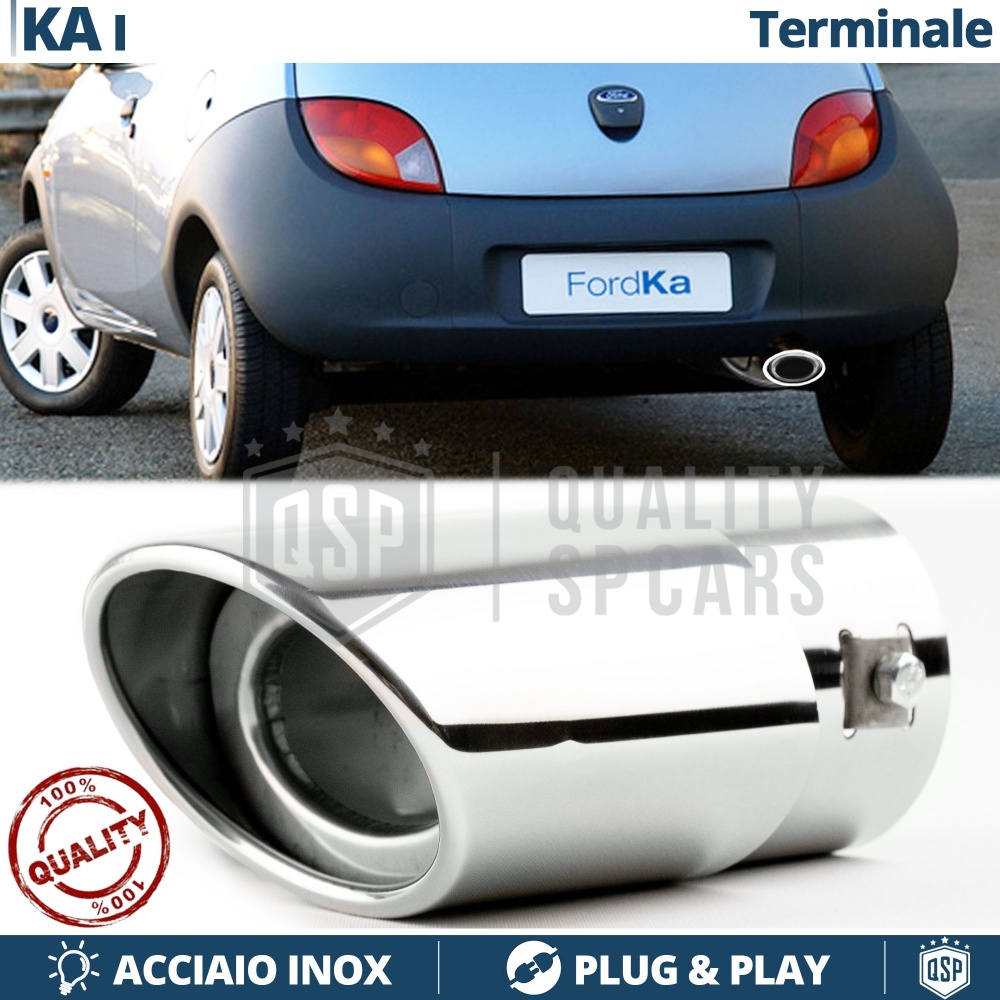 1 Tubo de ESCAPE OVAL para FORD KA 1 en ACERO Inoxidable Cromado | PLUG & PLAY 1 Tubo de ESCAPE OVAL para FORD KA 1 en ACERO Inoxidable Cromado | PLUG & PLAY