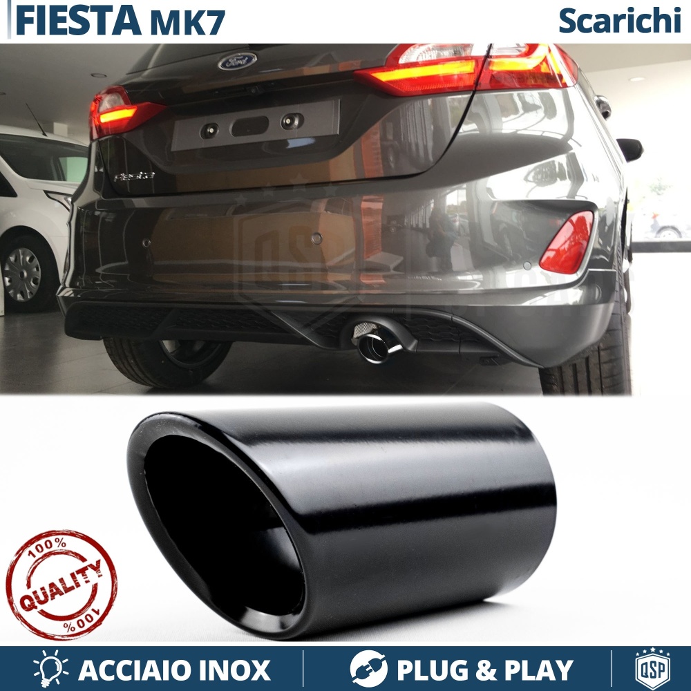 1 AUSPUFFBLENDE Endrohr für Ford FIESTA ST MK7 aus Schwarz Stahl | PLUG & PLAY-Installation