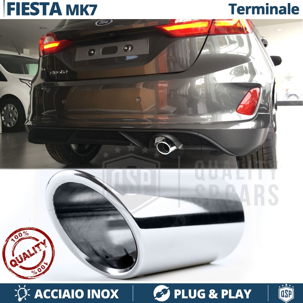 1 AUSPUFFBLENDE Endrohr für FORD FIESTA ST MK7 Chromfinishstahl | PLUG & PLAY-Installation