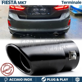 1 Tubo de ESCAPE OVAL para Ford Fiesta ST MK7 en Acero Inoxidable Negro | PLUG & PLAY