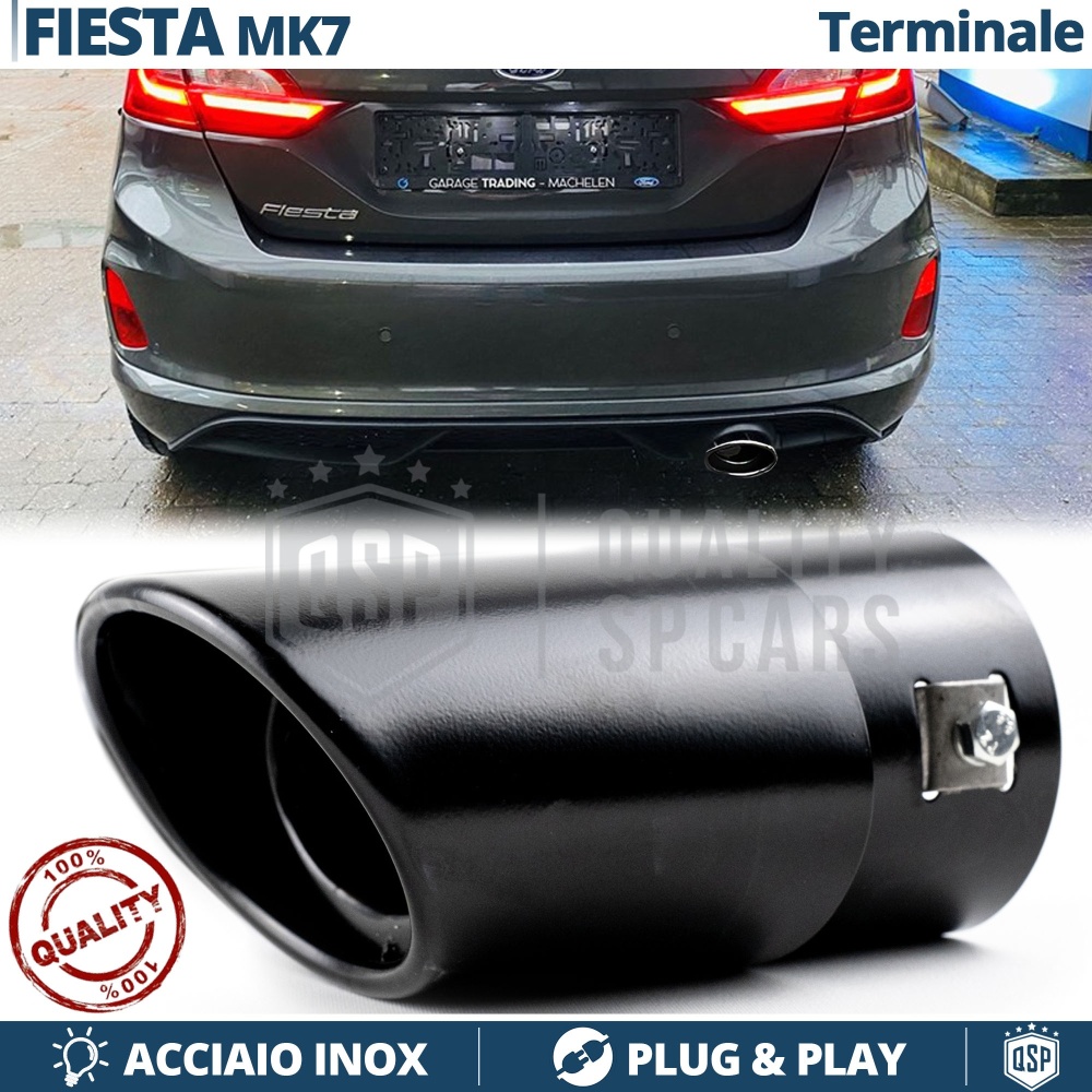 1 Tubo de ESCAPE OVAL para Ford Fiesta ST MK7 en Acero Inoxidable Negro | PLUG & PLAY 1 Tubo de ESCAPE OVAL para Ford Fiesta ST MK7 en Acero Inoxidable Negro | PLUG & PLAY