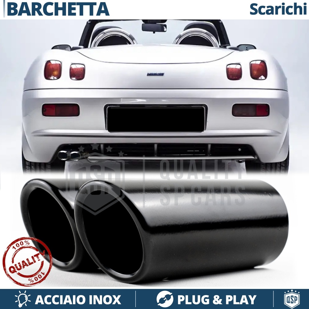 2X Embellecedores Tubos de ESCAPE para FIAT BARCHETTA en Acero Negro | PLUG & PLAY 2X Embellecedores Tubos de ESCAPE para FIAT BARCHETTA en Acero Negro | PLUG & PLAY