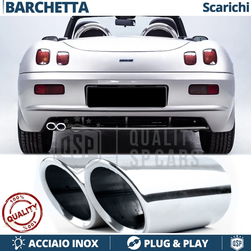 2X Embellecedores Tubos de ESCAPE para FIAT BARCHETTA en Acero Inoxidable | PLUG & PLAY 2X Embellecedores Tubos de ESCAPE para FIAT BARCHETTA en Acero Inoxidable | PLUG & PLAY