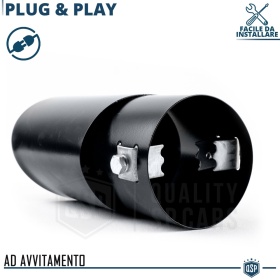 1 OVAL EXHAUST TIP for FIAT 500 Black Stainless Steel | PLUG & PLAY Installation