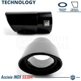 1 OVAL EXHAUST TIP for FIAT 500 Black Stainless Steel | PLUG & PLAY Installation