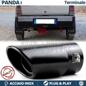 1 Tubo de ESCAPE OVAL para FIAT PANDA 141 en Acero Inoxidable Negro | Instalación PLUG & PLAY