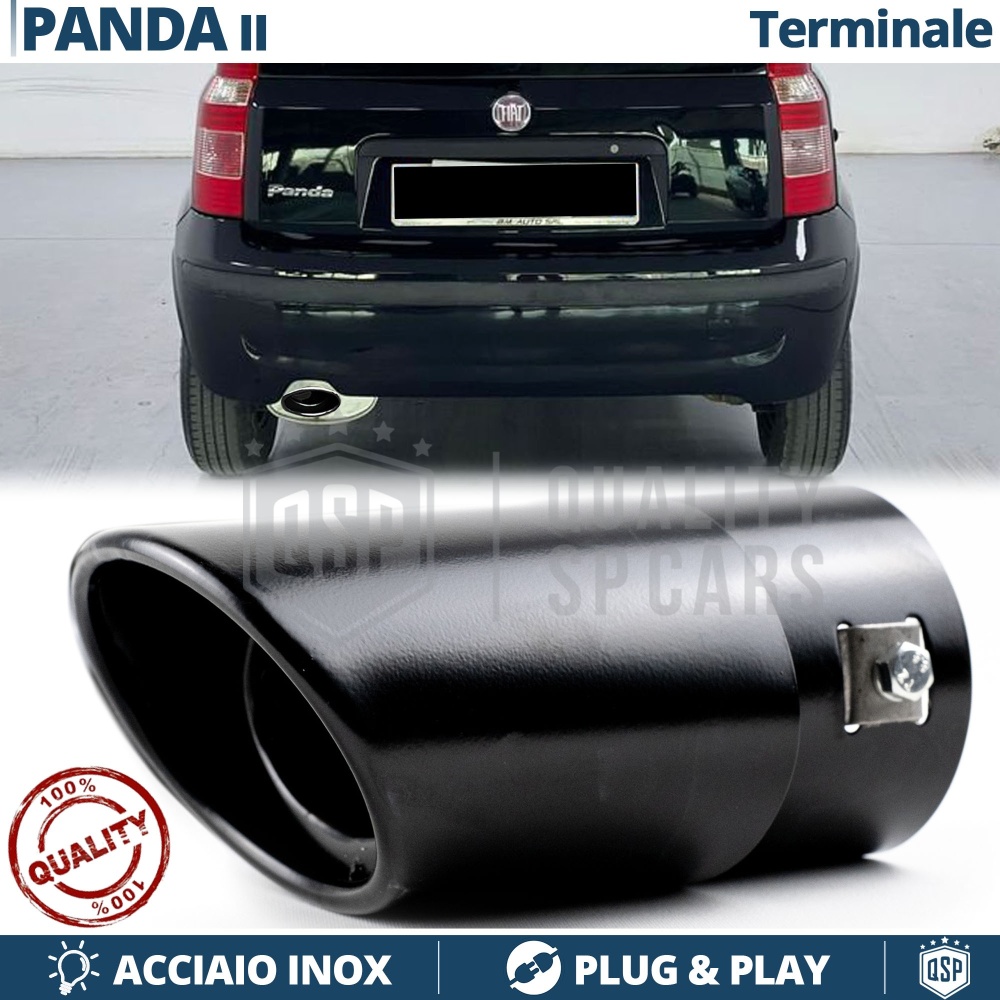 1 Tubo de ESCAPE OVAL para FIAT PANDA 2 (169) en ACERO Inoxidable Negro | PLUG & PLAY 1 Tubo de ESCAPE OVAL para FIAT PANDA 2 (169) en ACERO Inoxidable Negro | PLUG & PLAY