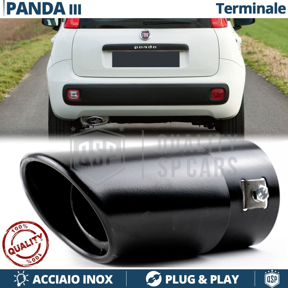 1 Tubo de ESCAPE OVAL para FIAT PANDA 3 (312-319) en ACERO Inoxidable Negro | PLUG & PLAY 1 Tubo de ESCAPE OVAL para FIAT PANDA 3 (312-319) en ACERO Inoxidable Negro | PLUG & PLAY