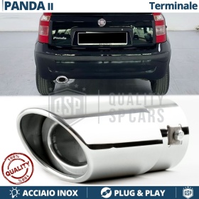 1 TERMINALE di Scarico OVALE per FIAT PANDA 2 (169) in Acciaio Inox Cromato | Plug & Play