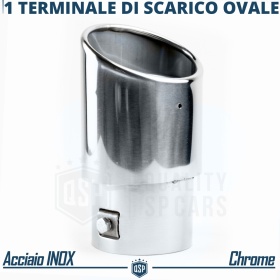 1 TERMINALE di Scarico OVALE per FIAT PANDA 2 (169) in Acciaio Inox Cromato | Plug & Play