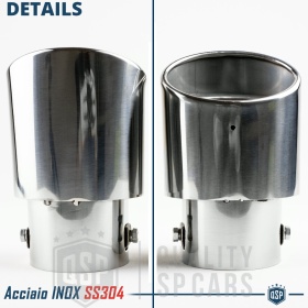 1 TERMINALE di Scarico OVALE per FIAT PANDA 2 (169) in Acciaio Inox Cromato | Plug & Play
