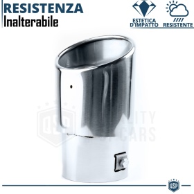 1 TERMINALE di Scarico OVALE per FIAT PANDA 2 (169) in Acciaio Inox Cromato | Plug & Play