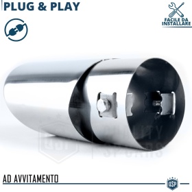 1 TERMINALE di Scarico OVALE per FIAT PANDA 2 (169) in Acciaio Inox Cromato | Plug & Play
