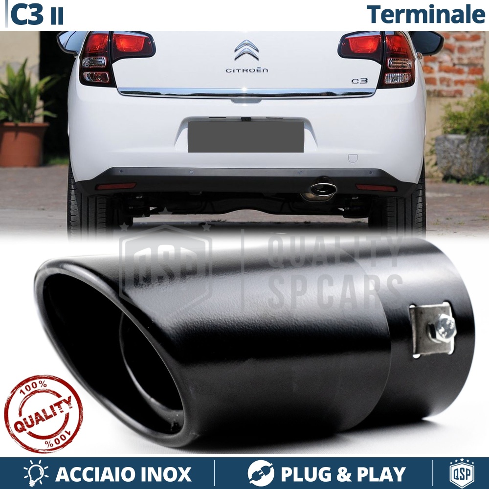1 Tubo de ESCAPE OVAL para CITROEN C3 2 en Acero Inoxidable Negro | Instalación PLUG & PLAY 1 Tubo de ESCAPE OVAL para CITROEN C3 2 en Acero Inoxidable Negro | Instalación PLUG & PLAY