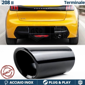 1 AUSPUFFBLENDE Endrohr für PEUGEOT 208 2 aus Schwarz Stahl | PLUG & PLAY-Installation