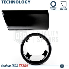 1 AUSPUFFBLENDE Endrohr für PEUGEOT 208 2 aus Schwarz Stahl | PLUG & PLAY-Installation