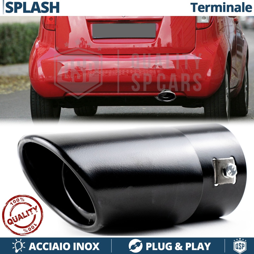 1 Tubo de ESCAPE OVAL para SUZUKI SPLASH en Acero Inoxidable NEGRO | Instalación PLUG & PLAY 1 Tubo de ESCAPE OVAL para SUZUKI SPLASH en Acero Inoxidable NEGRO | Instalación PLUG & PLAY