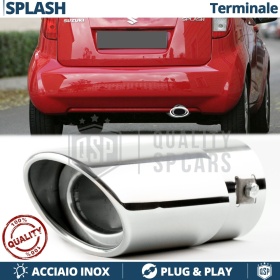 1 Tubo de ESCAPE OVAL para SUZUKI SPLASH en Acero Inoxidable Cromado | PLUG & PLAY
