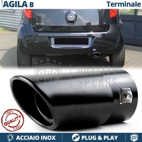 1 Tubo de ESCAPE OVAL para OPEL AGILA B en Acero Inoxidable Negro | Instalación PLUG & PLAY