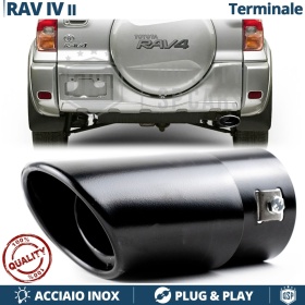 1 Tubo de ESCAPE OVAL para Toyota RAV4 II en Acero Inoxidable Negro | PLUG & PLAY