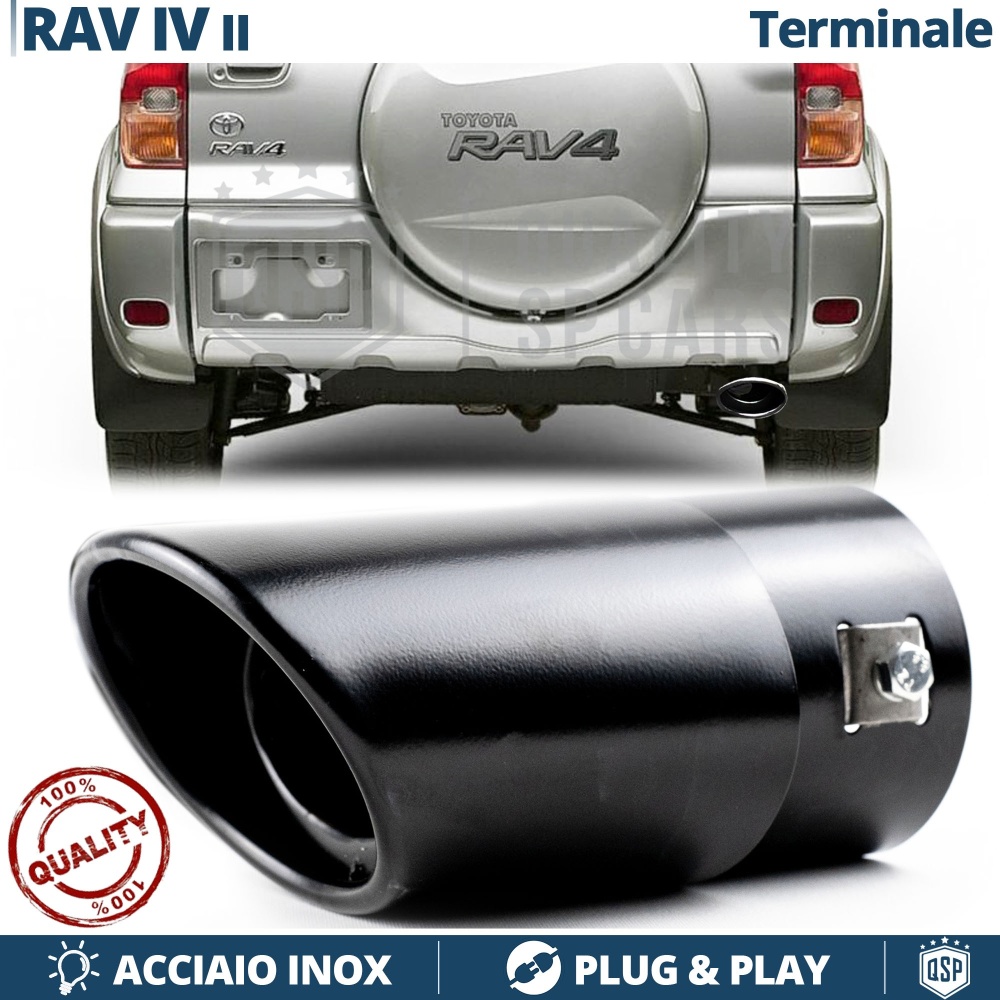 1 Tubo de ESCAPE OVAL para Toyota RAV4 II en Acero Inoxidable Negro | PLUG & PLAY 1 Tubo de ESCAPE OVAL para Toyota RAV4 II en Acero Inoxidable Negro | PLUG & PLAY