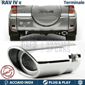 1 Tubo de ESCAPE OVAL para Toyota RAV4 II en Acero Inoxidable Cromado | PLUG & PLAY