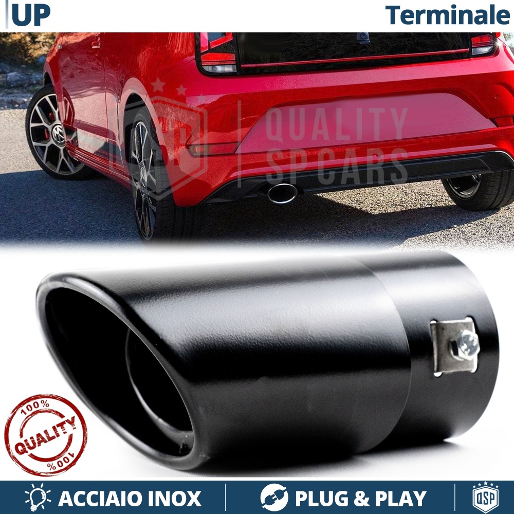 1 Tubo de ESCAPE OVAL para VW UP en ACERO Inoxidable Negro | Instalación PLUG & PLAY 1 Tubo de ESCAPE OVAL para VW UP en ACERO Inoxidable Negro | Instalación PLUG & PLAY