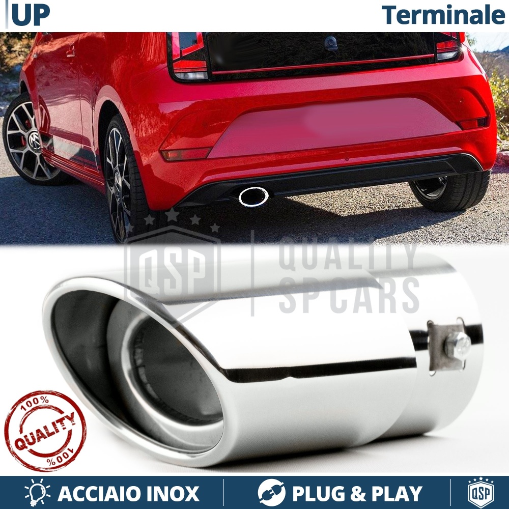 1 Tubo de ESCAPE OVAL para VW UP en ACERO Inoxidable Cromado | PLUG & PLAY 1 Tubo de ESCAPE OVAL para VW UP en ACERO Inoxidable Cromado | PLUG & PLAY