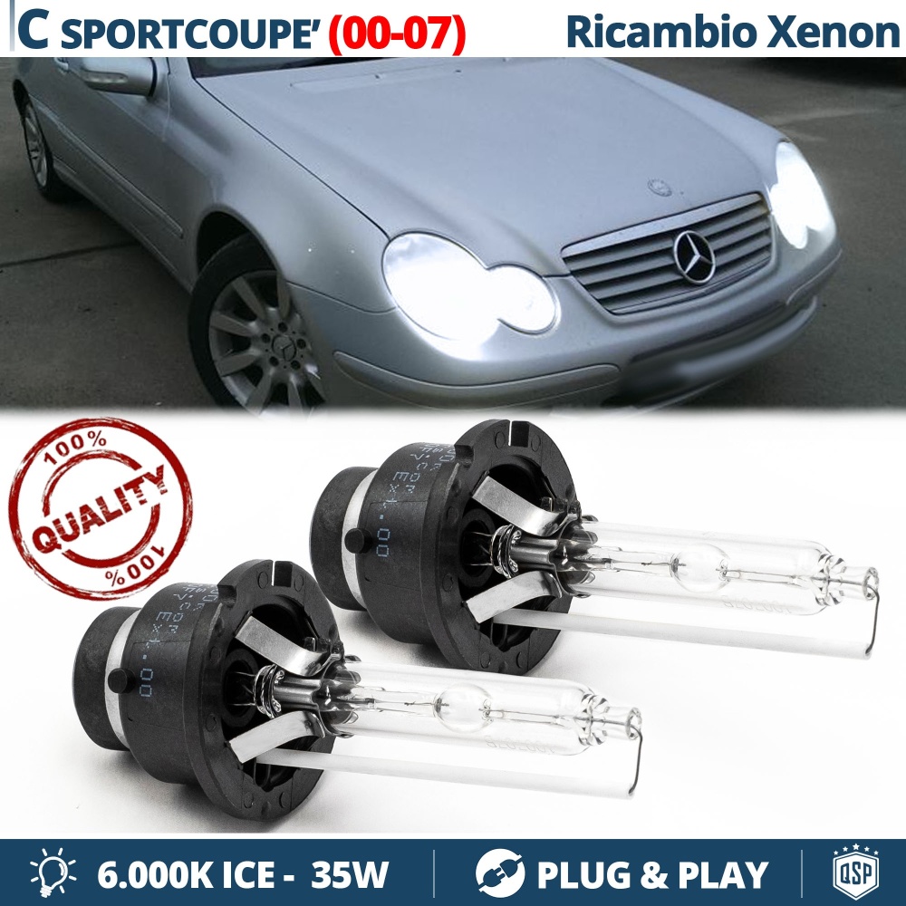 2x Bombillas Bi-Xenon D2S de Repuesto para MERCEDES CLASE C SportCoupé (CL 203) 00-07| 6000K Luz Blanca 35W