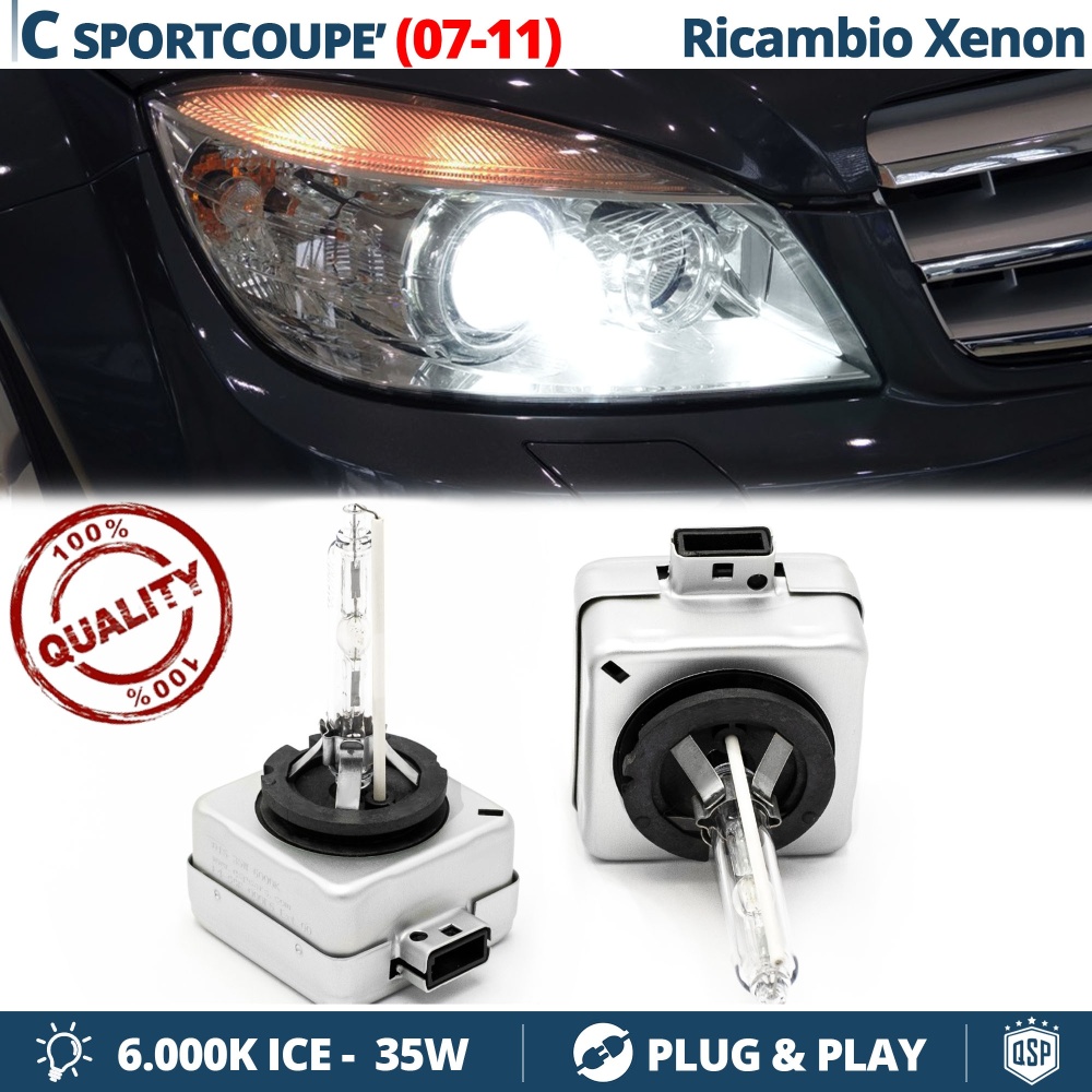2x Bombillas Bi-Xenon D1S de Repuesto para MERCEDES CLASE C SportCoupé (CL 203) 07-08 | 6000K Blanco Frio 35W