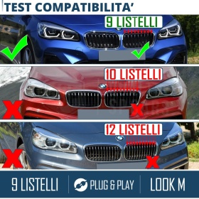 3 RIÑONES Rejilla para Bmw SERIE 2 F45 F46 (18-21) | Bandas Rigidas en colores M Sport