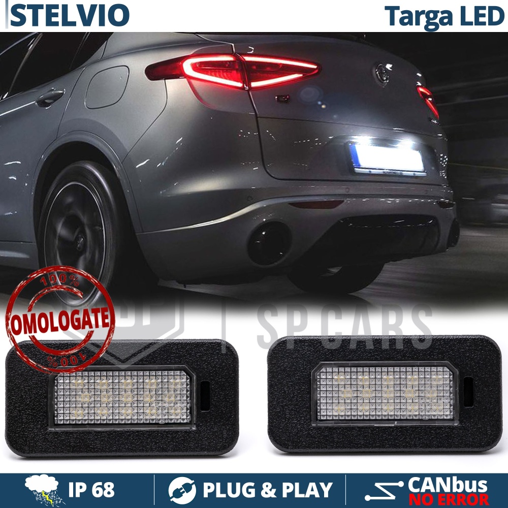 2 Luces de Matrícula LED para Alfa Romeo Stelvio | Plafones CANbus 6500K Blanco Frío