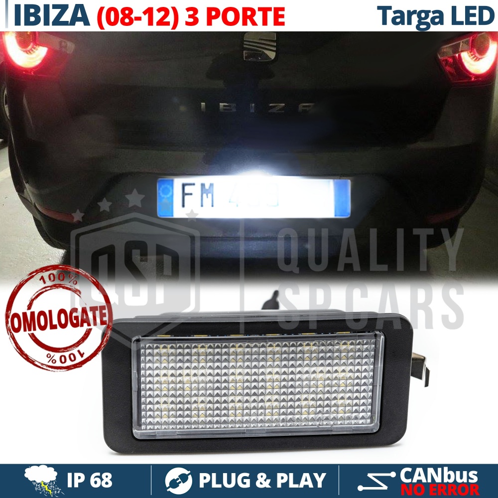 Luci Targa LED Specifiche per Seat Ibiza 6J (08-12) | Placchetta Led CANbus, Luce Bianca POTENTE