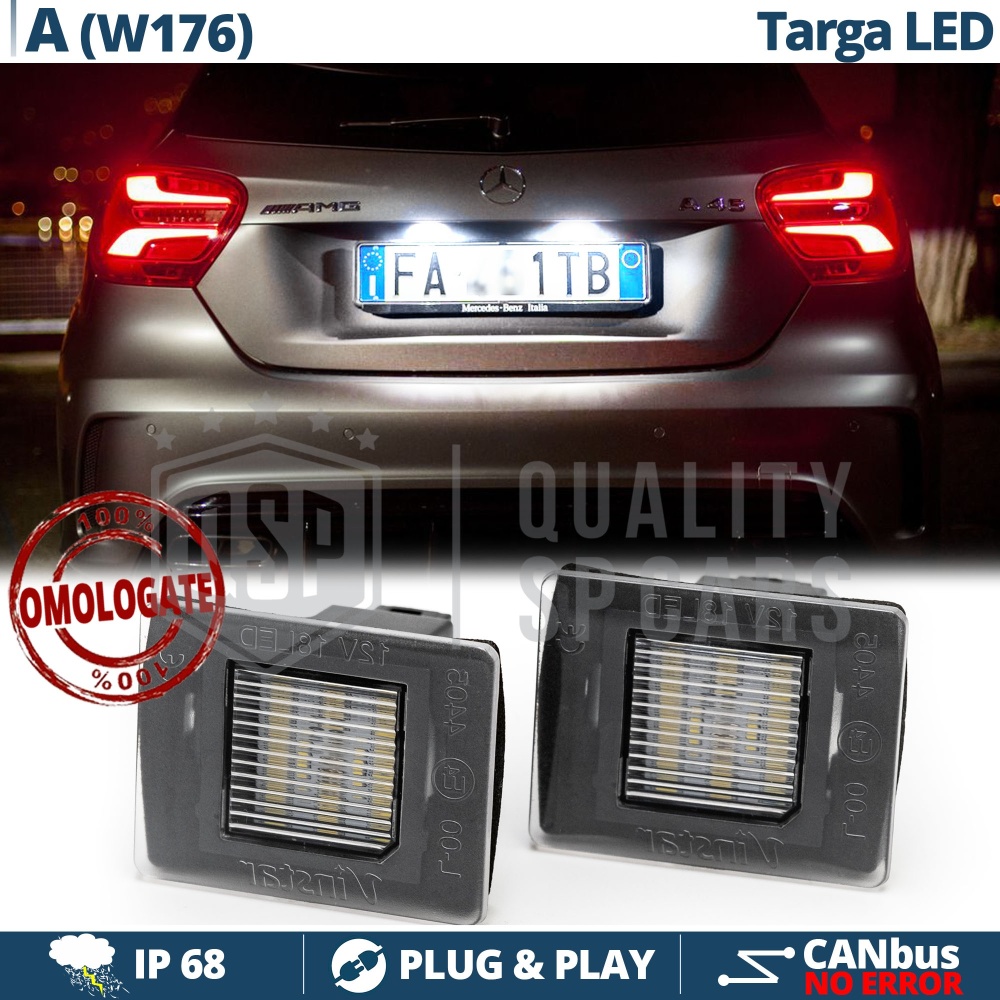 2 Luces de Matrícula LED para Mercedes Clase A W176 | Plafones CANbus 6500K Blanco Frío