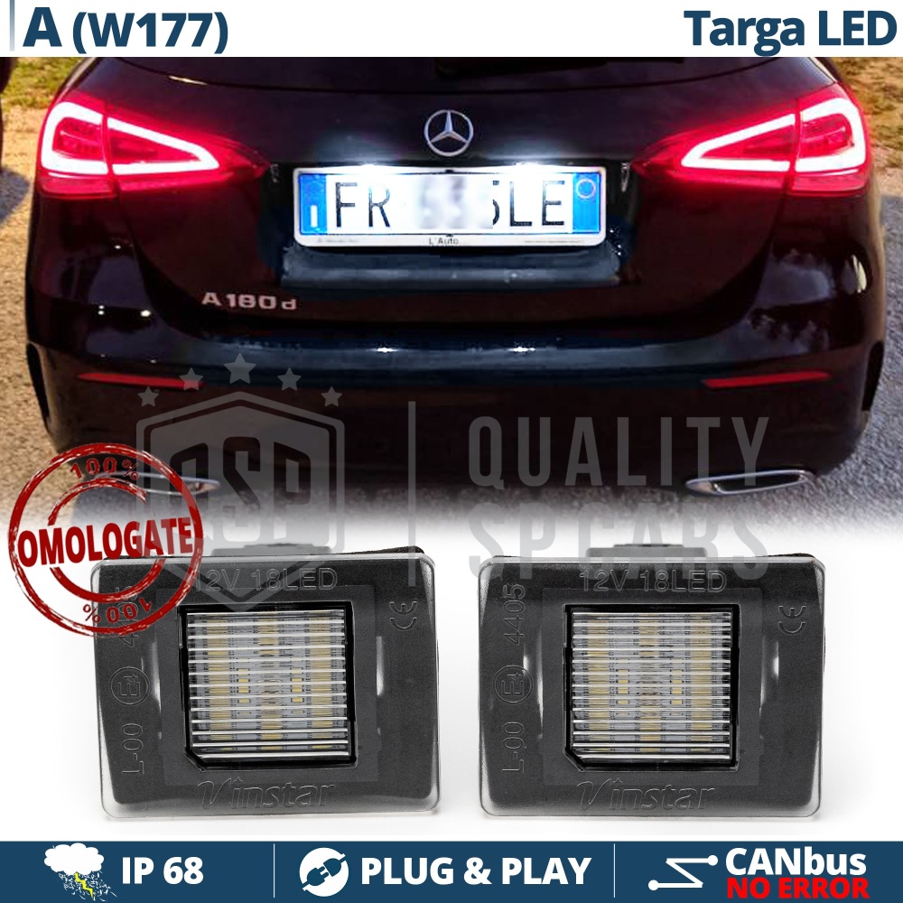 2 Luces de Matrícula LED para Mercedes Clase A W177 | Plafones CANbus 6500K Blanco Frío