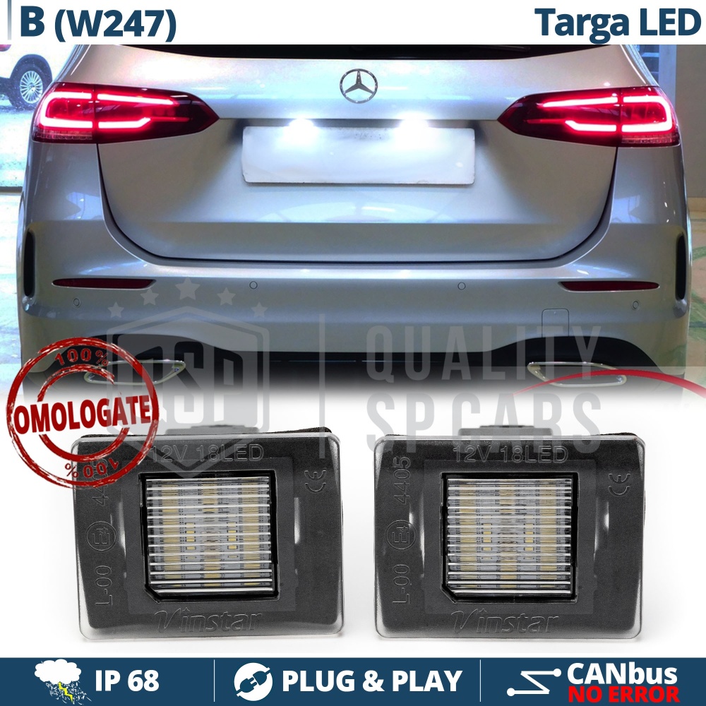2 LED License Plate Lights for Mercedes B Class W247 | CANbus, Plug & Play | 6500K Cool White
