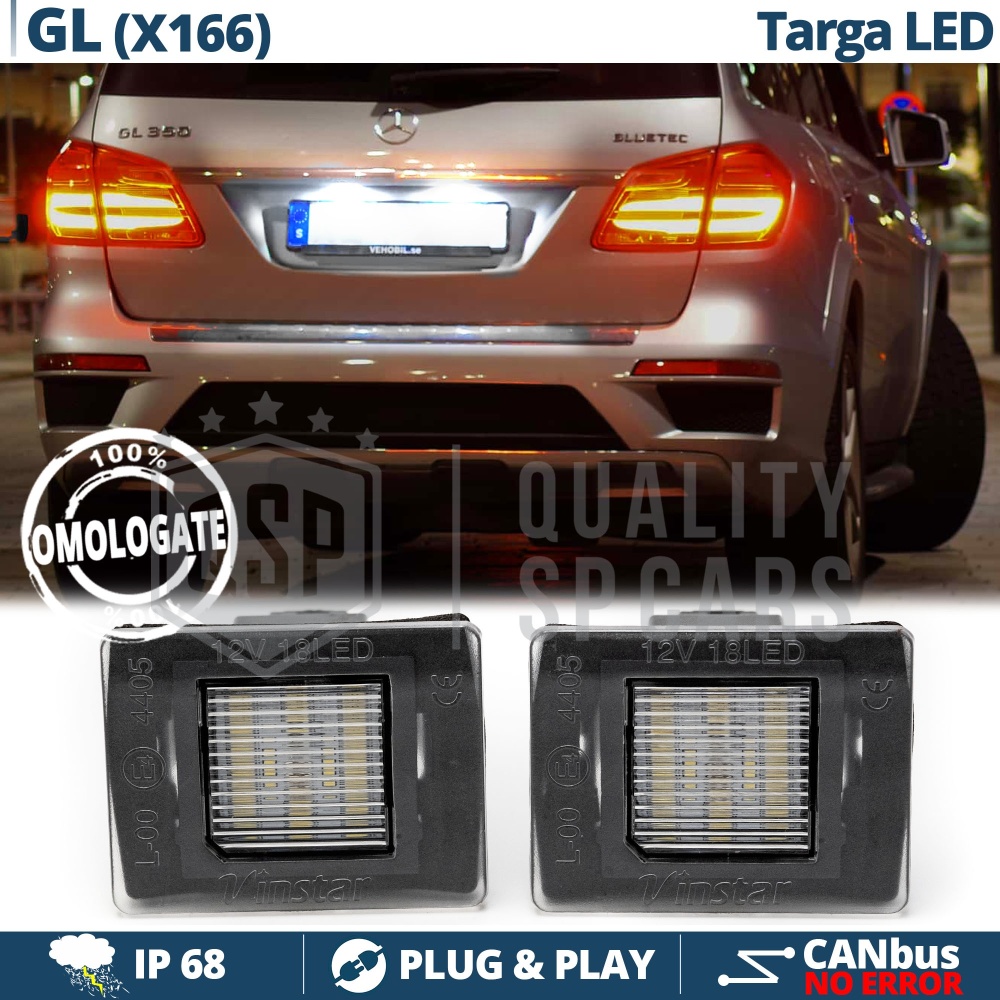 2 Luces de Matrícula LED para Mercedes GL GLS X166 | Plafones CANbus 6500K Blanco Frío